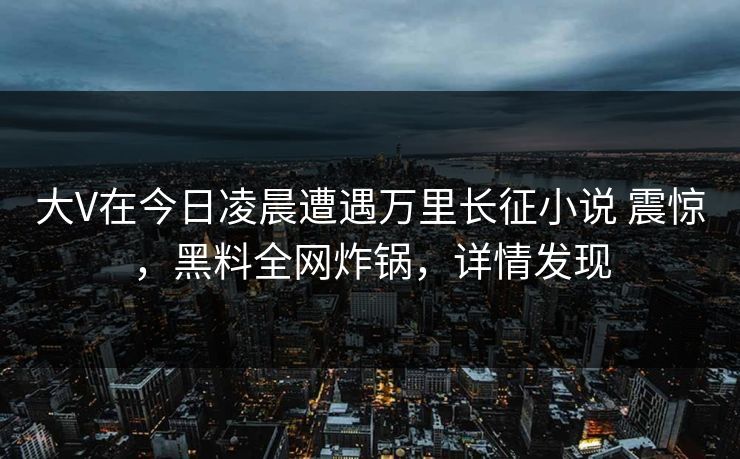 大V在今日凌晨遭遇万里长征小说 震惊，黑料全网炸锅，详情发现