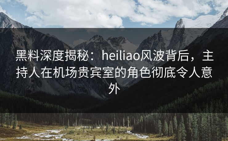 黑料深度揭秘：heiliao风波背后，主持人在机场贵宾室的角色彻底令人意外