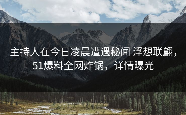 主持人在今日凌晨遭遇秘闻 浮想联翩，51爆料全网炸锅，详情曝光