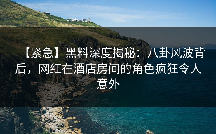 【紧急】黑料深度揭秘：八卦风波背后，网红在酒店房间的角色疯狂令人意外